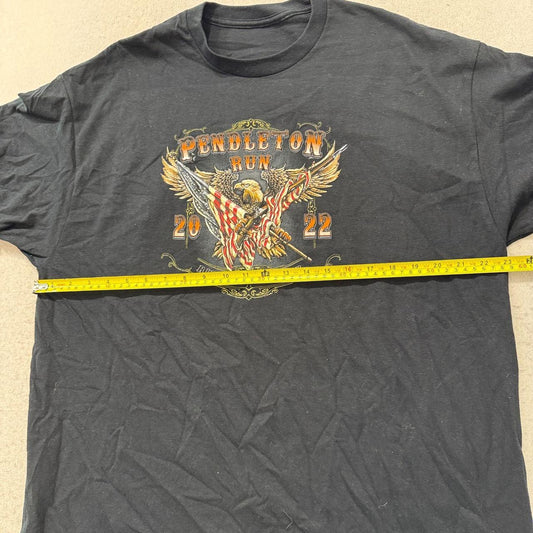 Vintage Y2K 2000's Black Graphic Eagle American Flag Tee