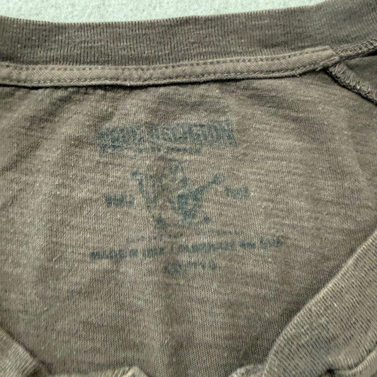 Vintage Y2K 2000's True Religion Brown Faded Distressed Henley Tee