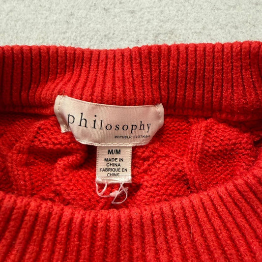 Vintage Y2K 2000's Philosophy Red Boxy Cable Knit Sweater
