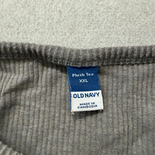 Vintage Y2K 2000's Women's Old Navy Grey Oversized Ribbed Long Sleeve Tee