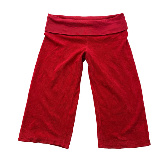 2003 Vintage Juicy Couture Women's Red Terrycloth Cropped Foldover Capris Size S