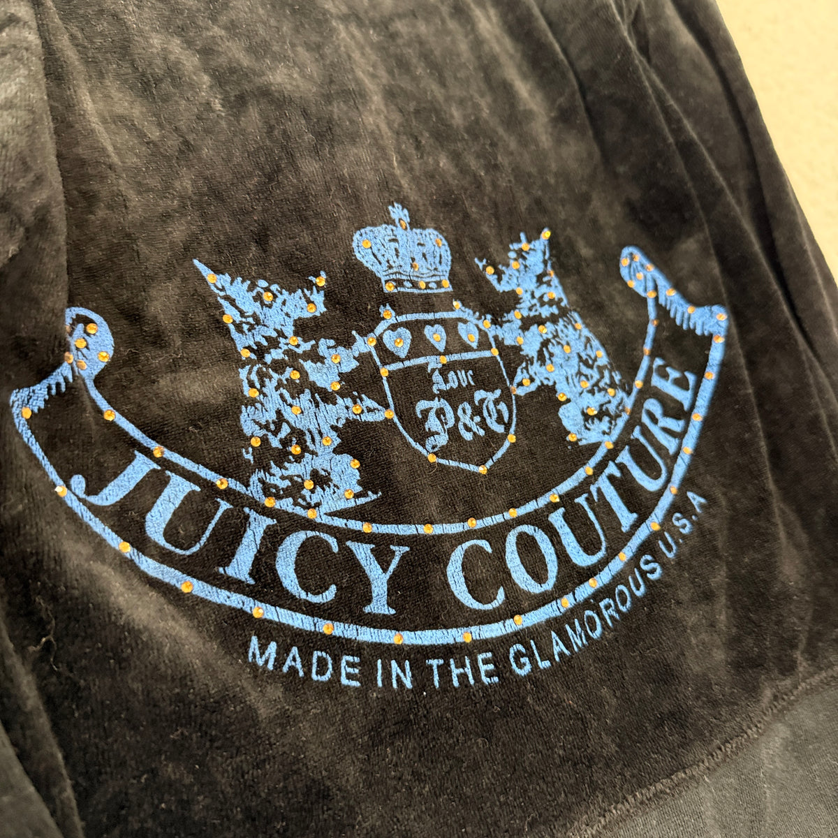 Juicy Couture Scottie Dogs Women's Black Velour Zip-Up Hoodie Pockets Size M