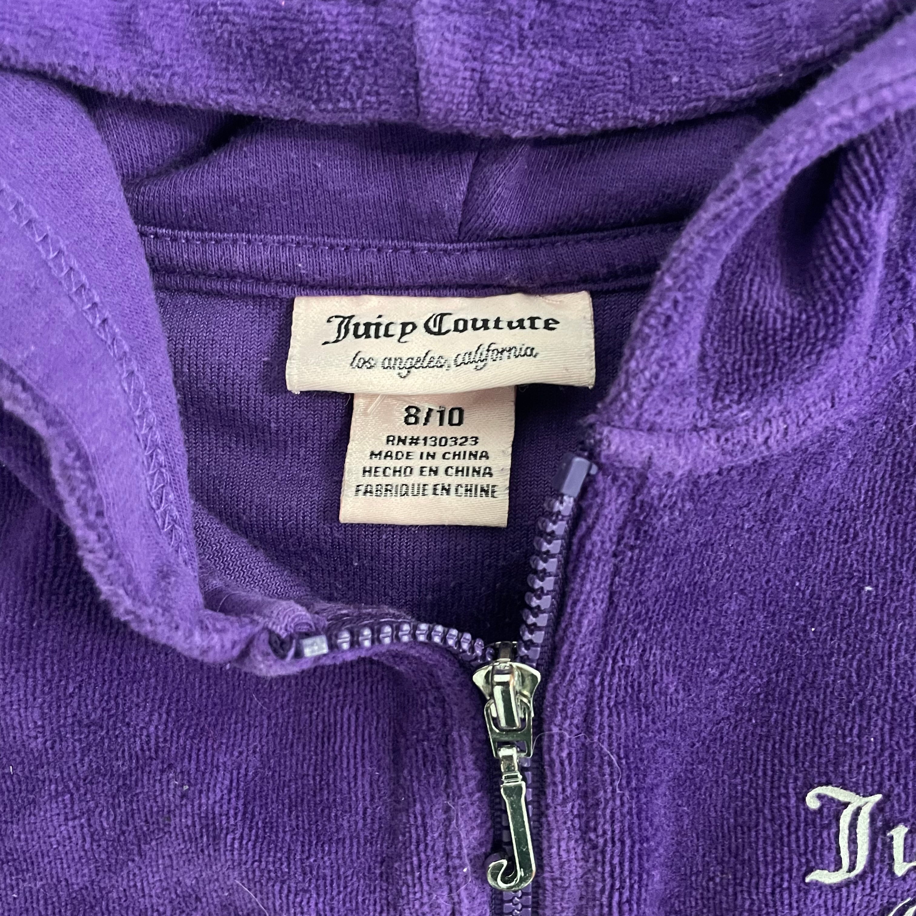 Vintage Juicy Couture purple rhinestone zip up sz 8/10 kids