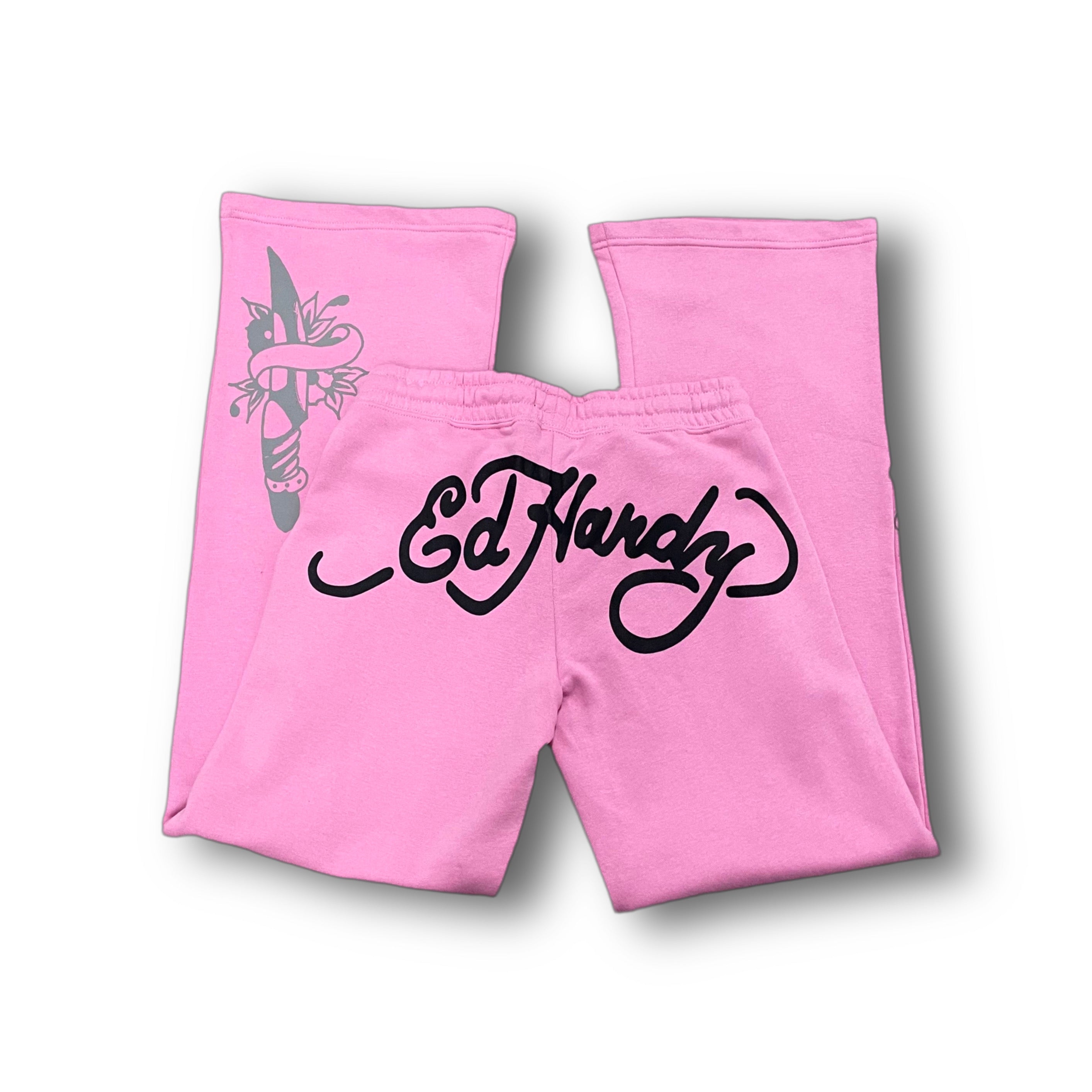 Ed Hardy “Tiger Dagger” Pink Flare Pants