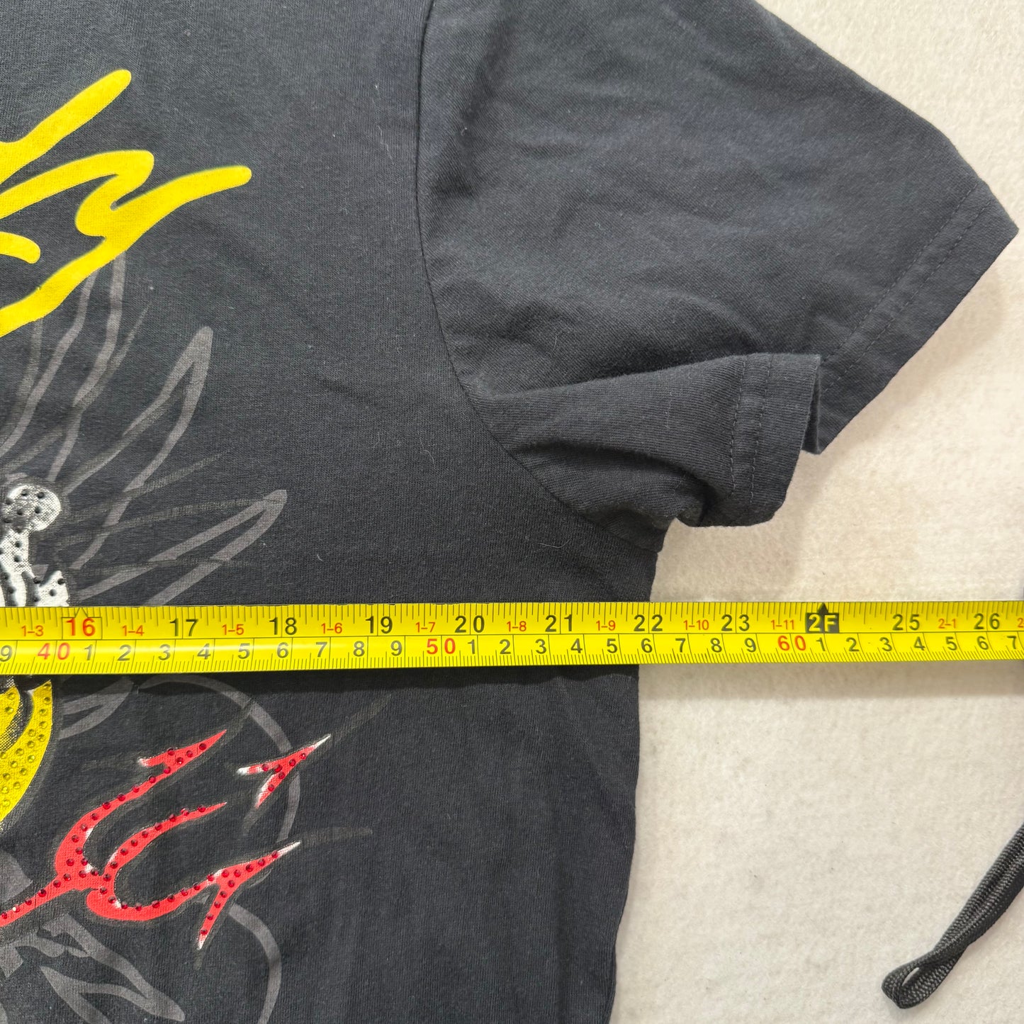 Ed Hardy Men's Black Cotton T-Shirt Panther with Flames Graphic Tee Size L