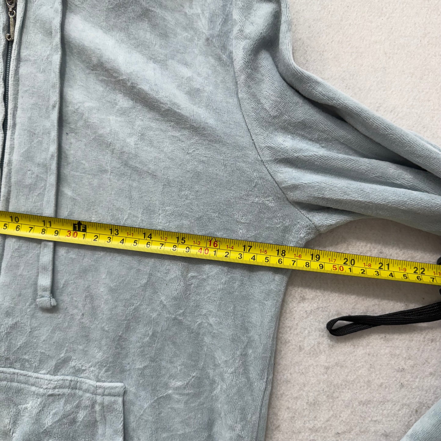 Vintage Juicy Couture Womens Grey Velour Zip-Up Hoodie Pockets Loungewear Size M