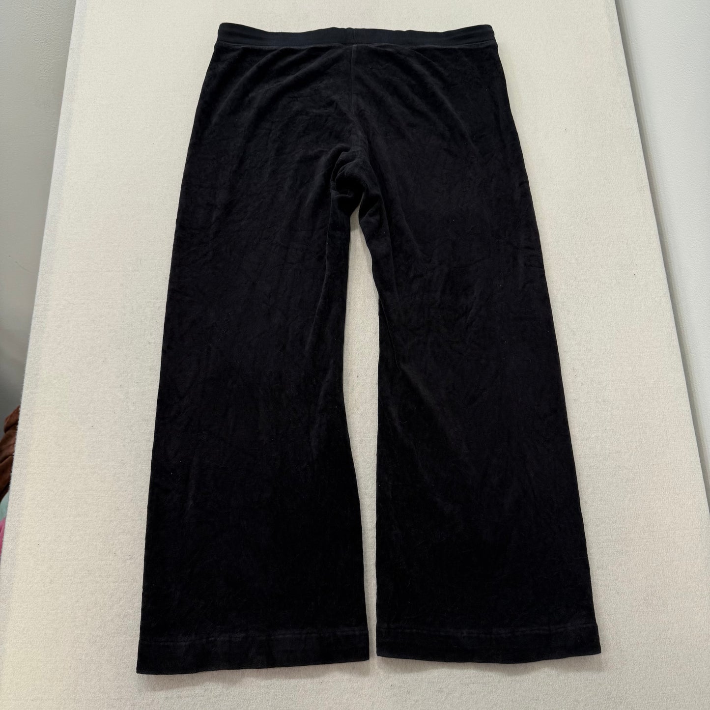 Juicy Couture Women's Black Flared Wide Leg Track Pant Embroidered Logo Size XL