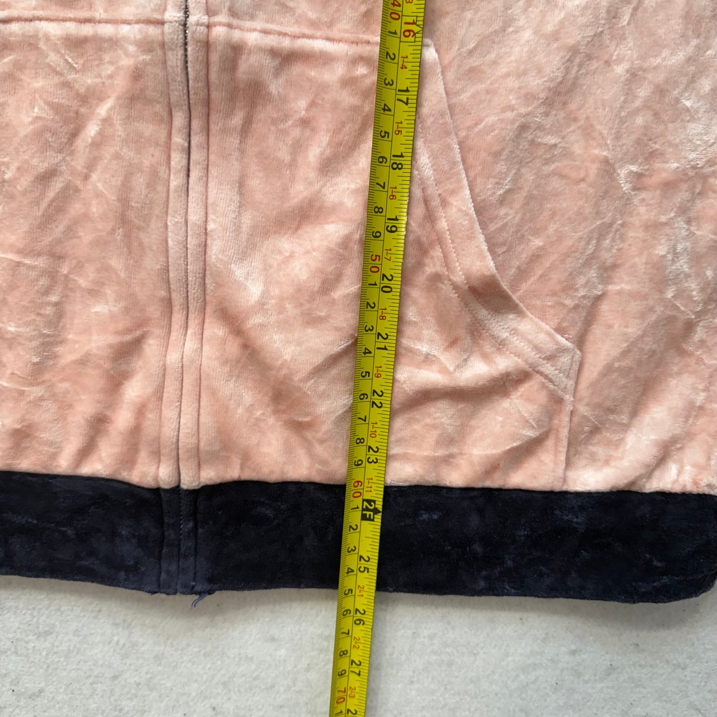 Juicy Couture Women's Bicolor Pink Navy Velour Zip Up Hoodie Loungewear Size M