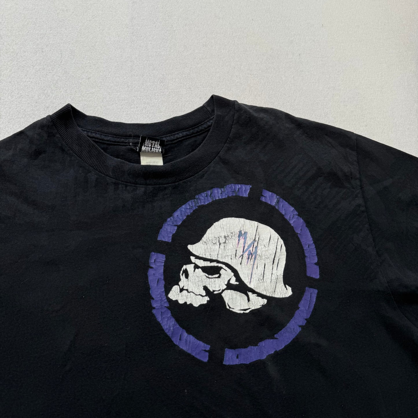 Metal Mulisha Men's Black Royal Blue Skull Broken Circle Graphic T-Shirt Size L