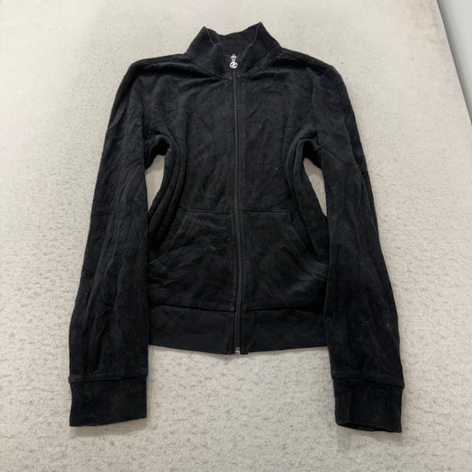 Juicy Couture Viva La Juicy Womens Black Terry Cloth Track Jacket Pockets Size M