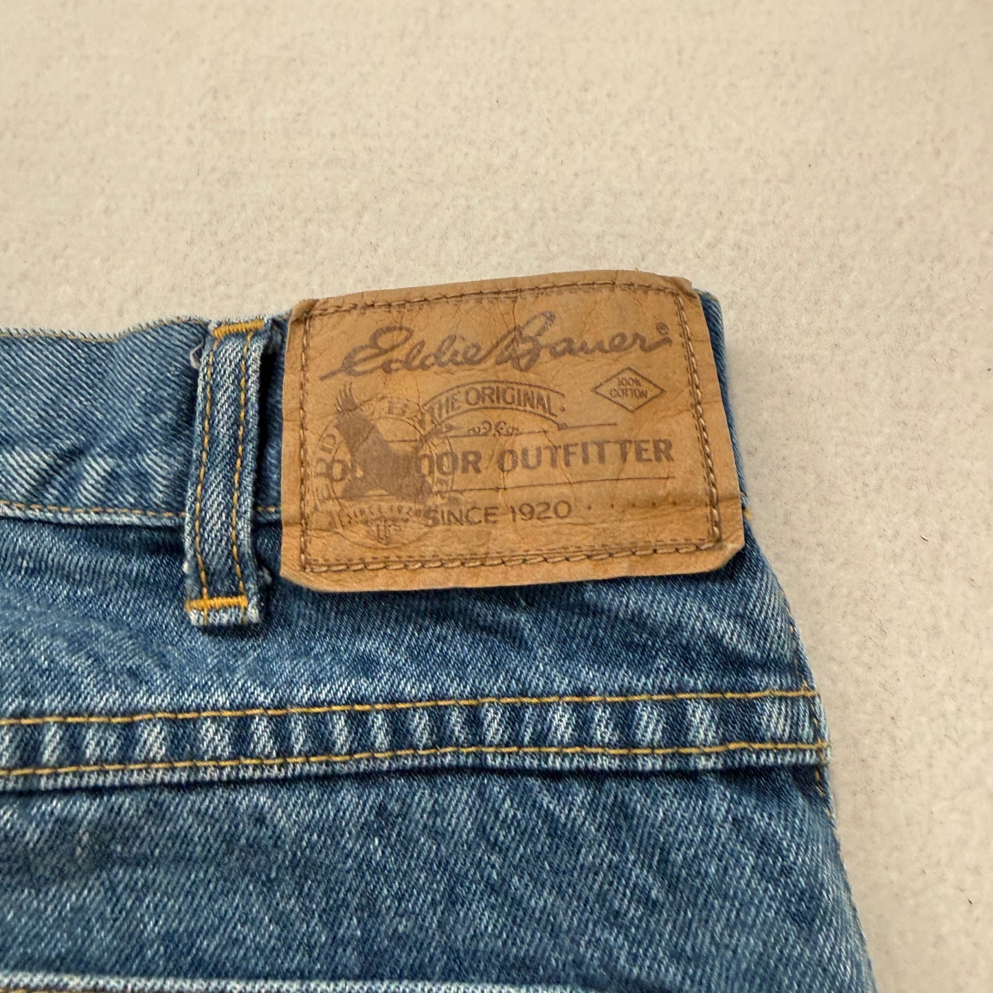 Vintage Eddie Bauer Men's Blue Denim Jeans Baggy Zip-Fly Pockets Size 32x32