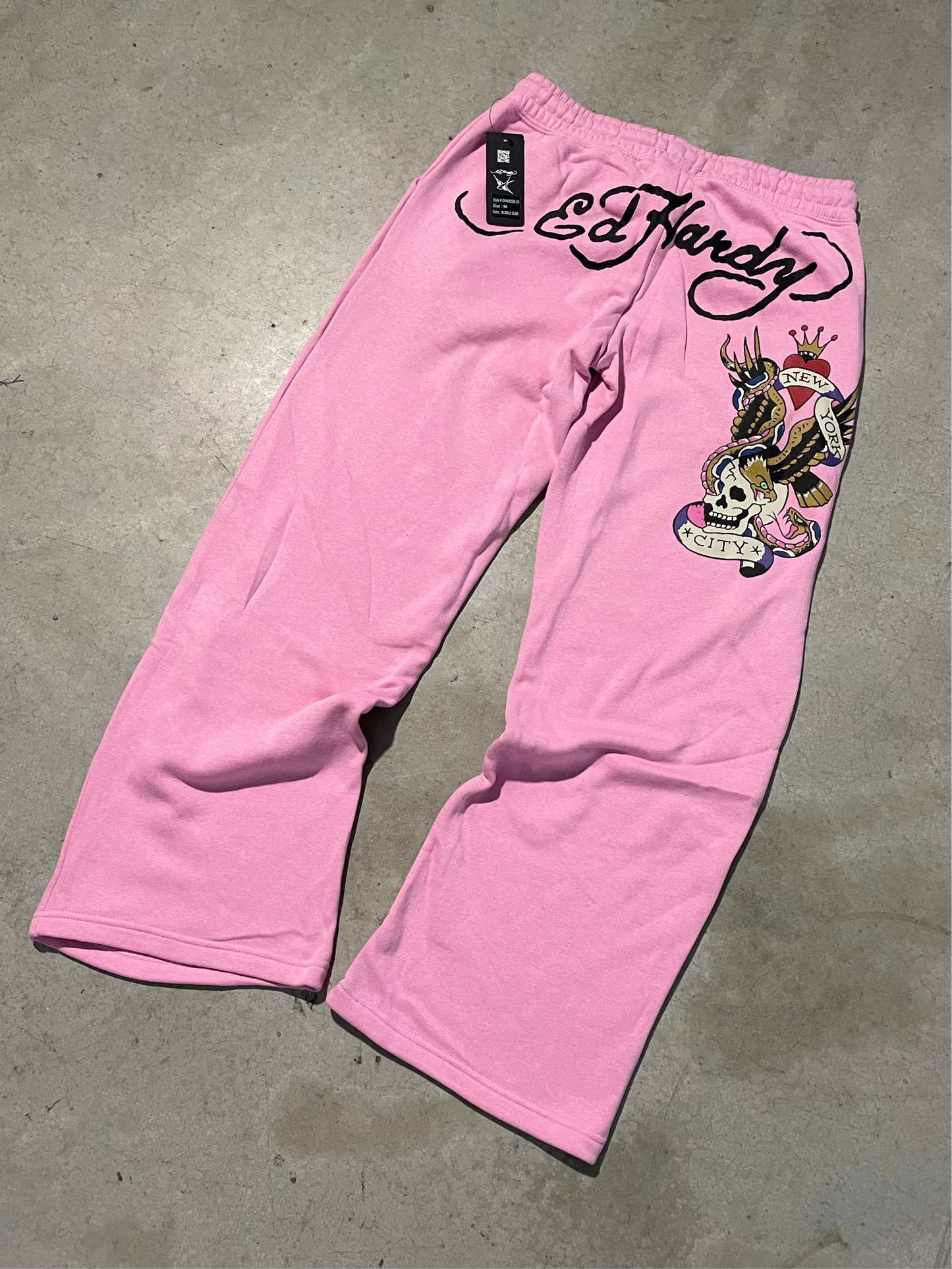 Ed Hardy “Flying Skull” Pink Flare Pants