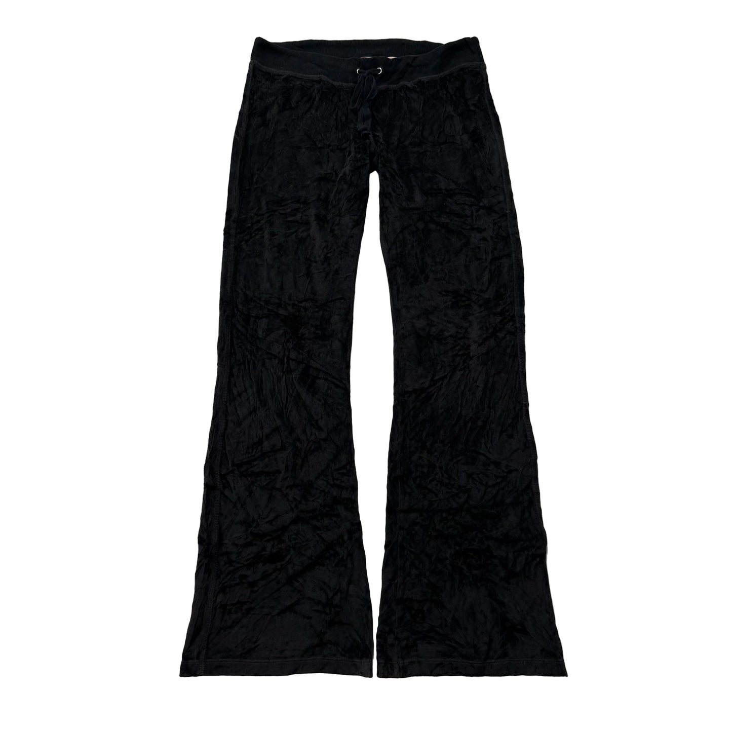 Vintage Juicy Couture Women's Black Velour Flared Track Pants Loungewear Size L