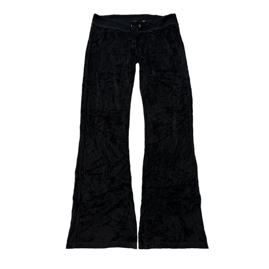 Vintage Juicy Couture Women's Black Velour Flared Track Pants Loungewear Size L