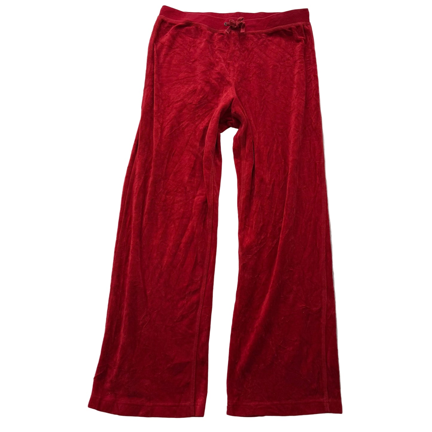 Vintage Juicy Couture Women's Bright Red Velour Straight Leg Track Pants Size L