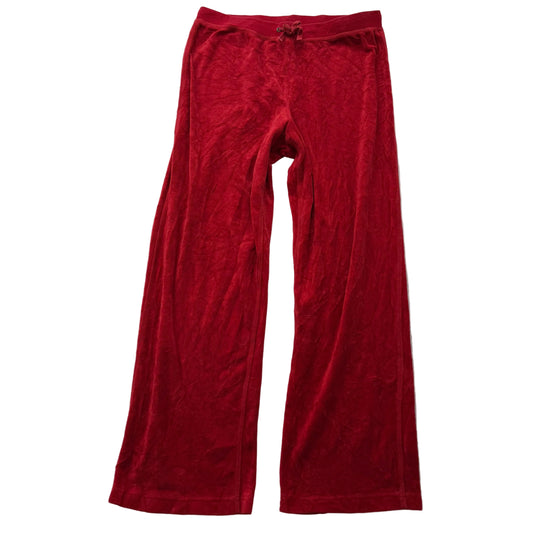Vintage Juicy Couture Women's Bright Red Velour Straight Leg Track Pants Size L
