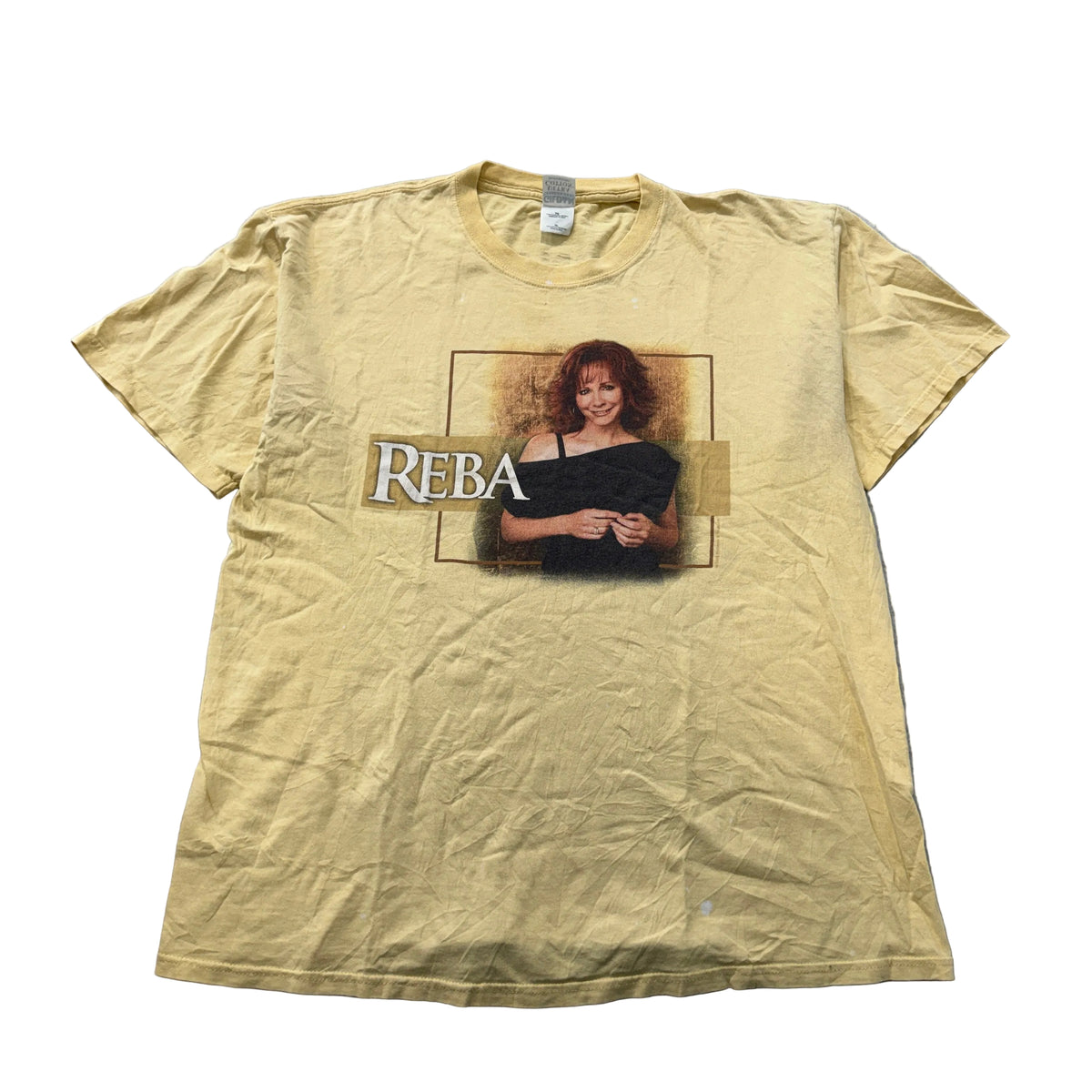 Reba McEntire yellow portrait graphic tee front