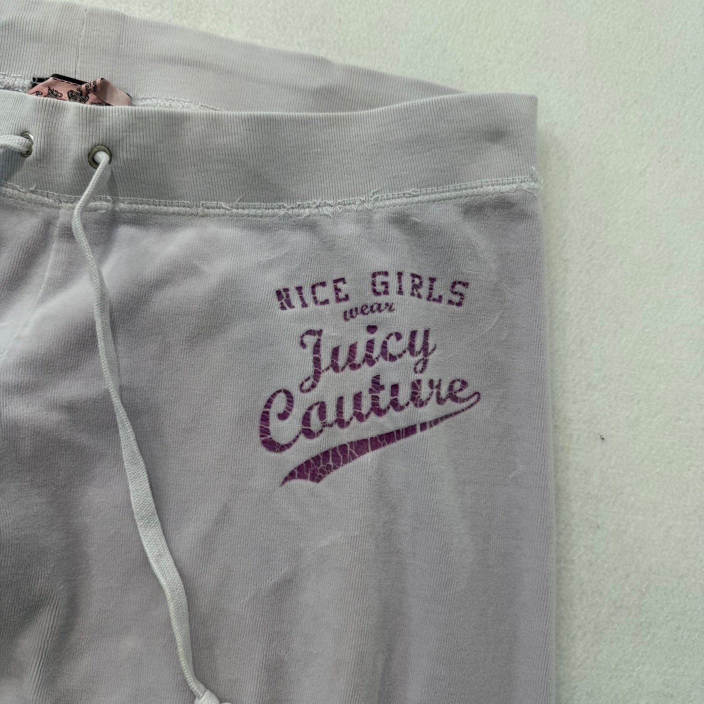 Vintage Juicy Couture Women's Lavender Velour Flare Track Pant Drawstring Size S