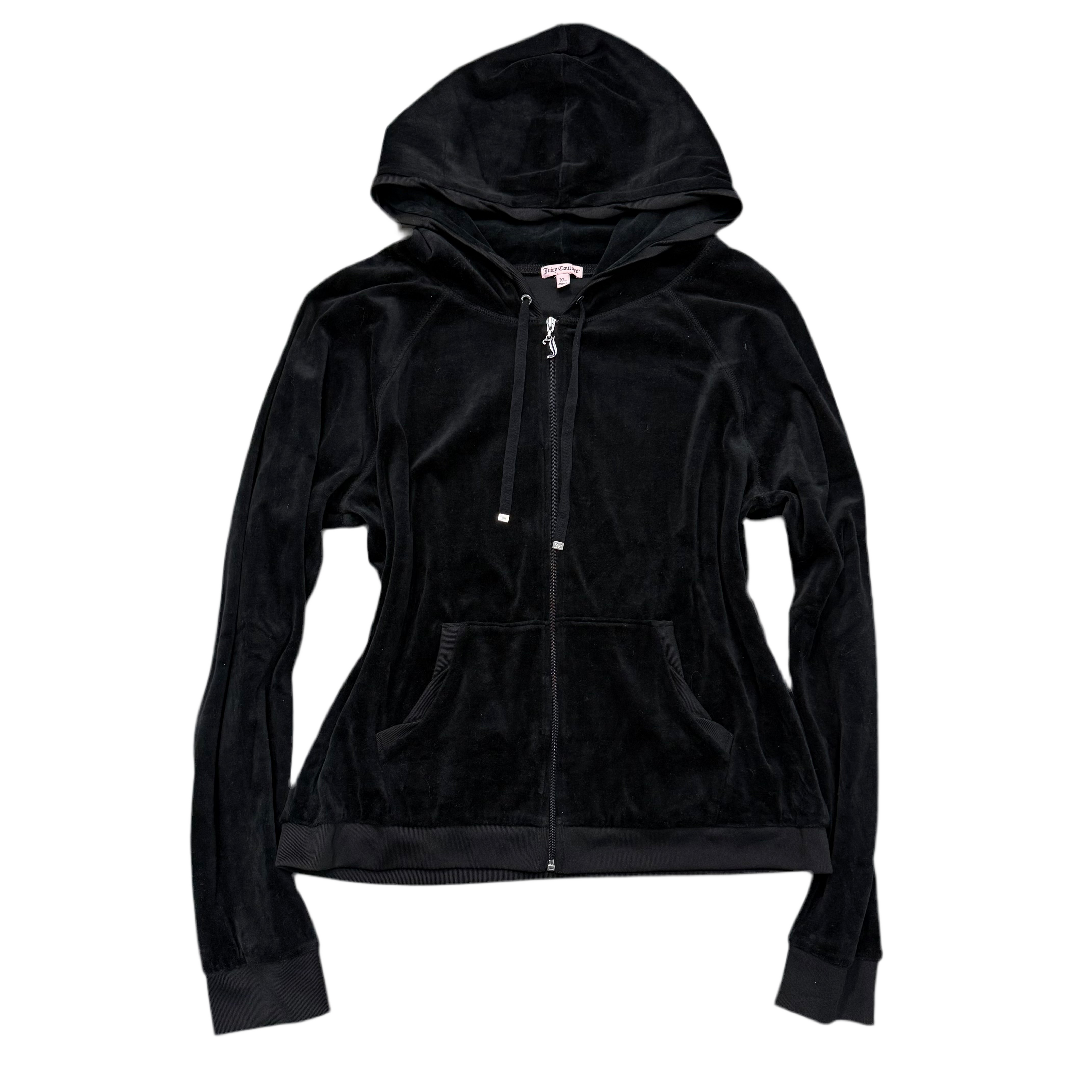 Black Velour Juicy Couture Hoodie w/ RARE EMBLEM DESIGN