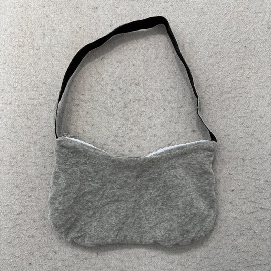 PINK Victoria's Secret Womens Heather Gray Velour Graphic Logo Y2k Shoulder Bag