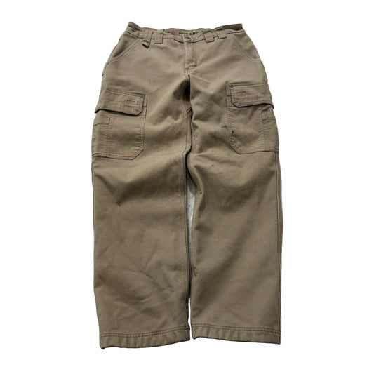 Duluth Trading Co. Flex Fire Hose Mens Khaki Cargo Pants Multi Pocket Size 34x32