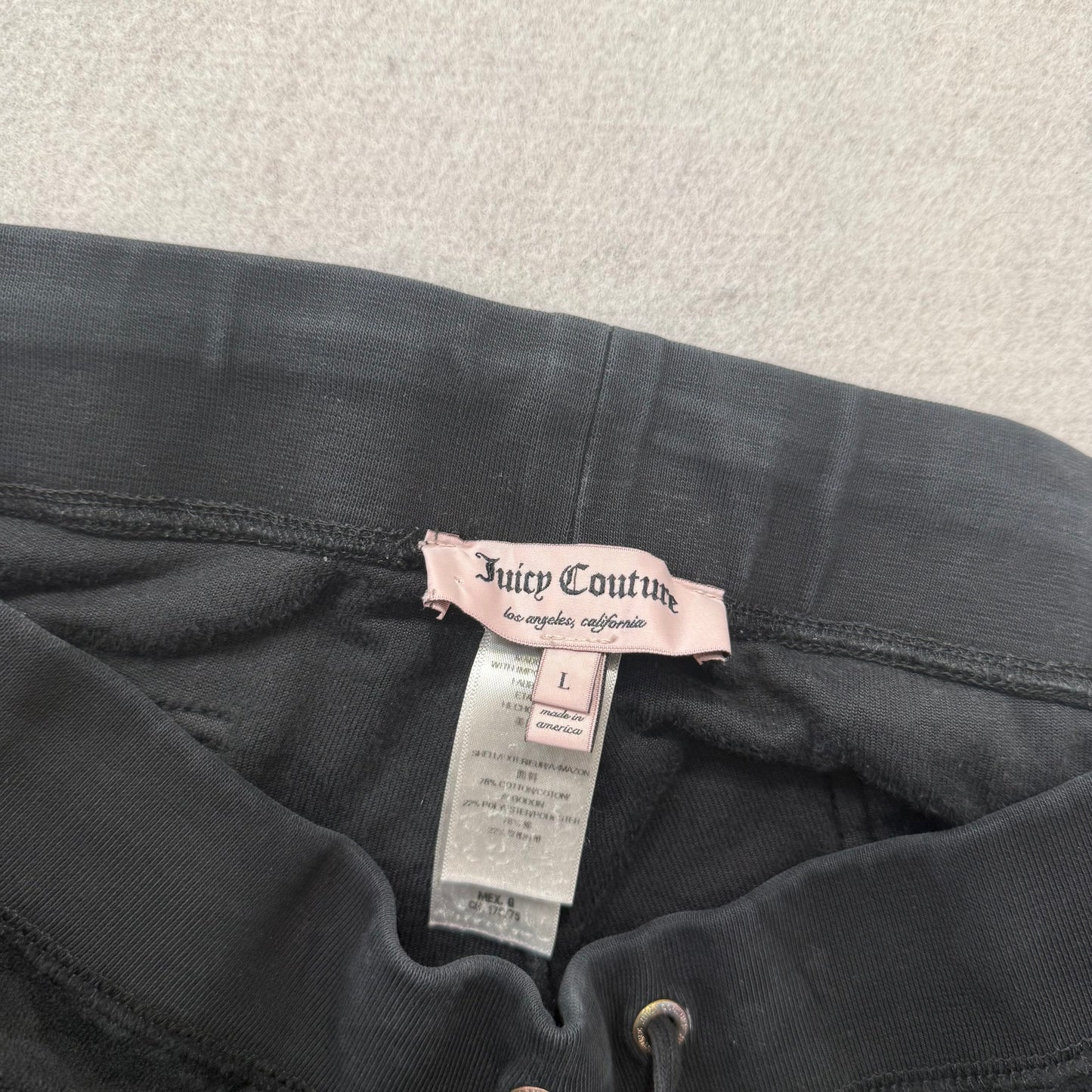 Juicy Couture Black Velour Tracksuit Set Zip Up Hoodie & Flared Pant Logo Size L