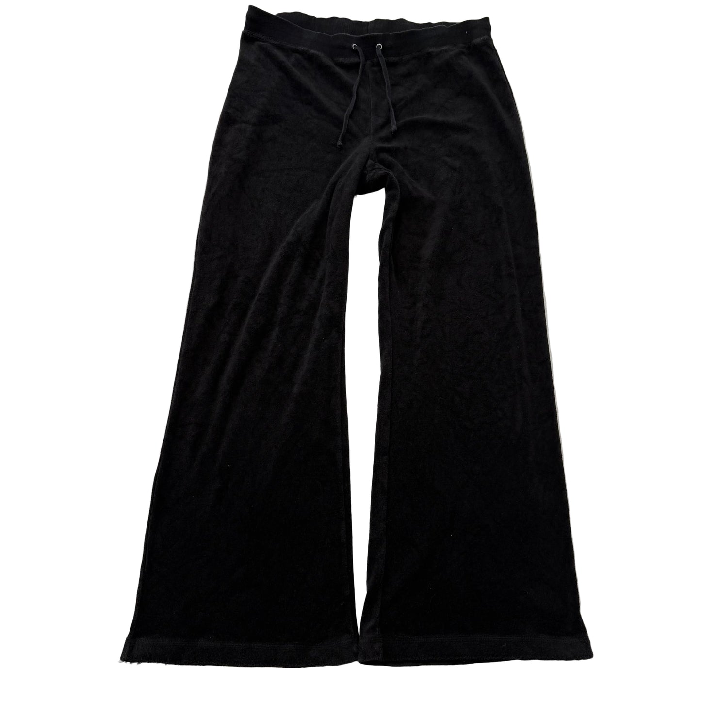 Juicy Couture Women Black Terrycloth Flare Track Pant Low Rise Loungewear Size M