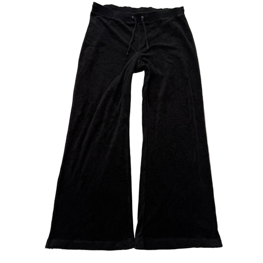 Juicy Couture Women Black Terrycloth Flare Track Pant Low Rise Loungewear Size M