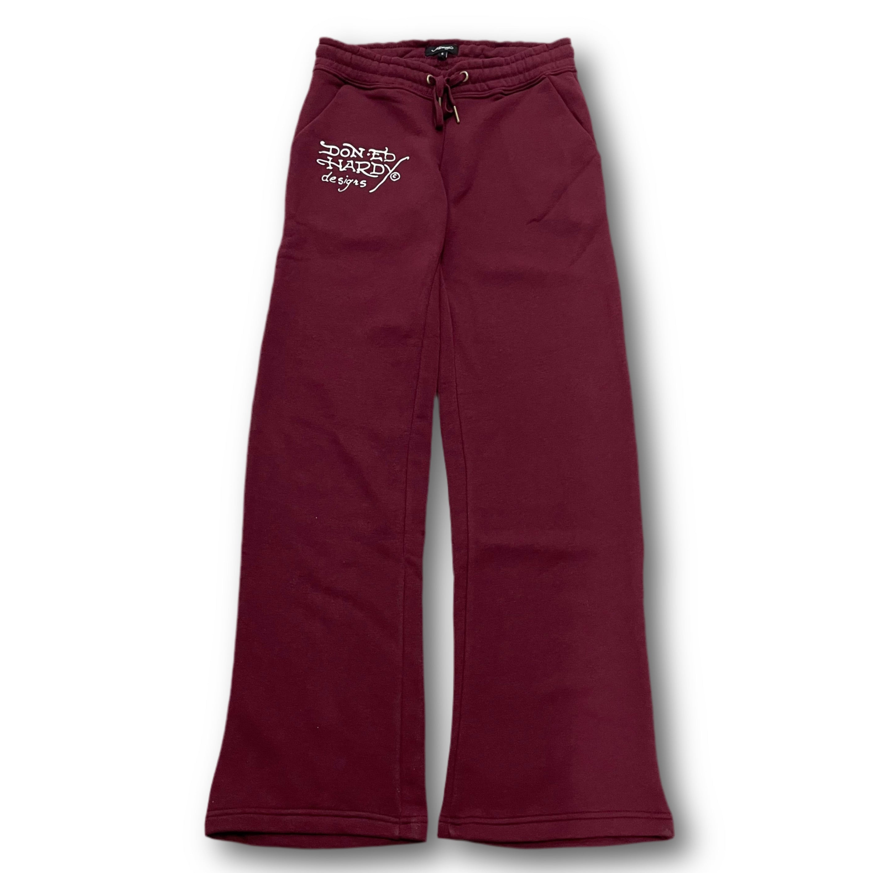 ED HARDY “Retro Tiger” BURGUNDY FLARED PANTS