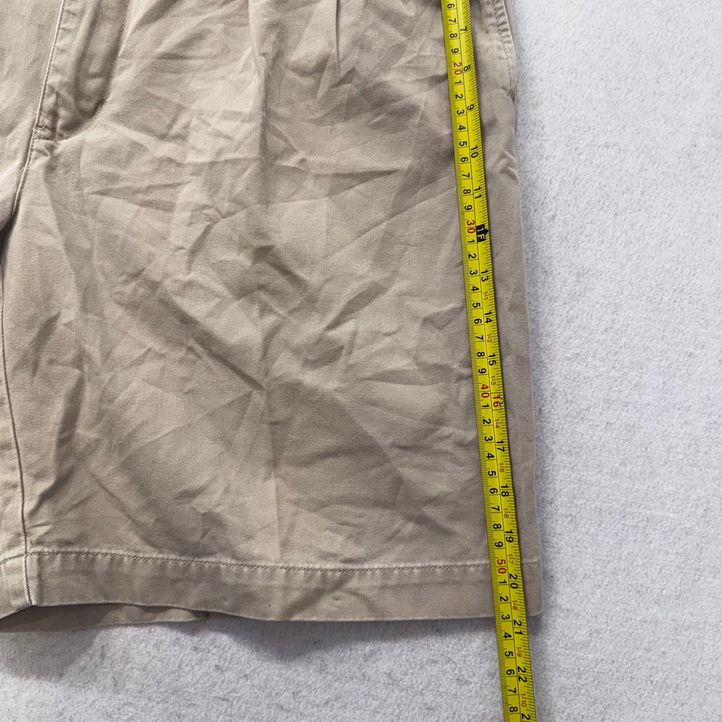 Polo by Ralph Lauren Men's Tan Cotton Pleated Chino Shorts Welt Pockets Size 36