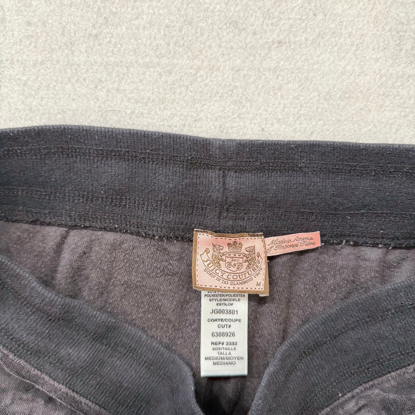 Juicy Couture Women's Black Velour Flared Track Pant Low Rise Loungewear Size M