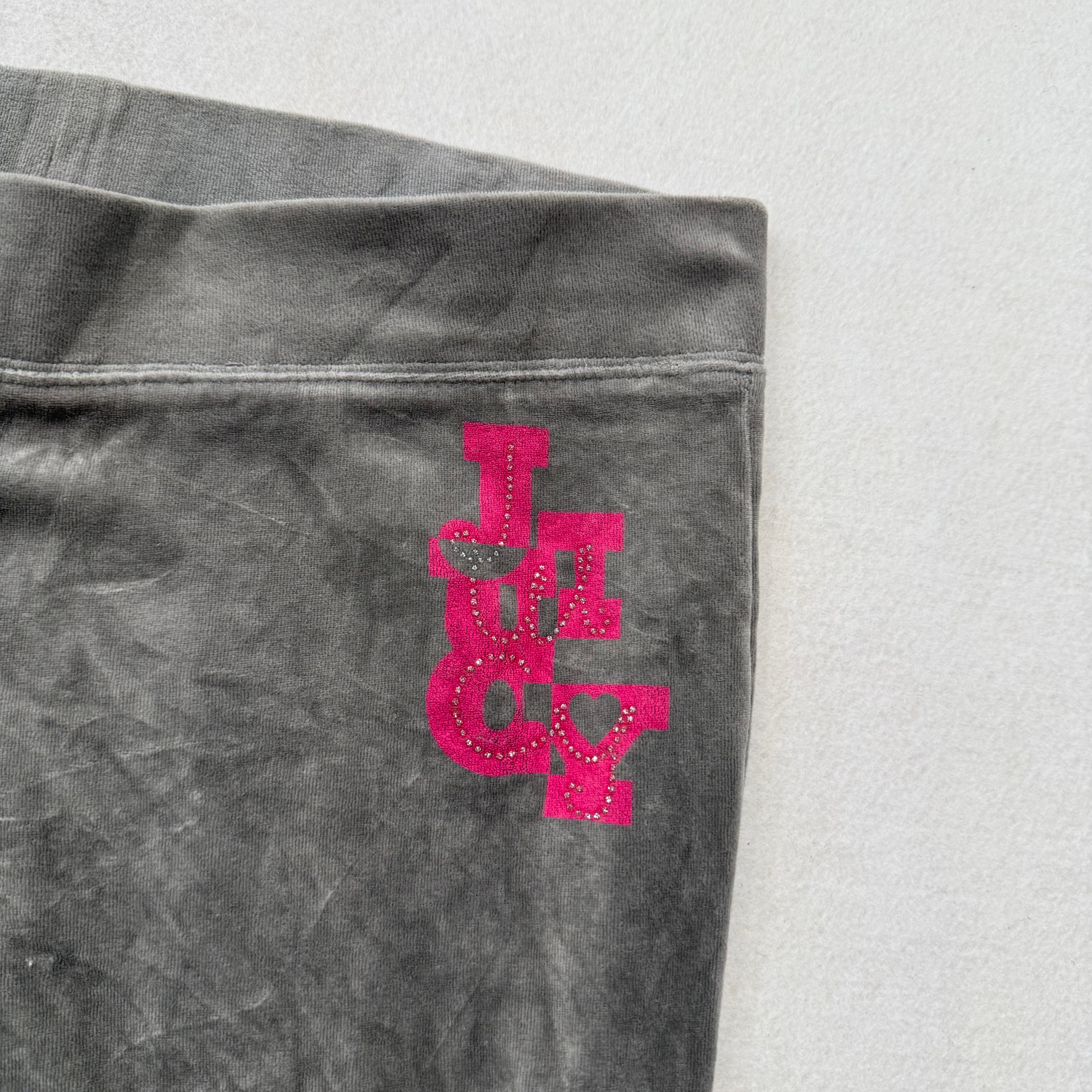 Vintage Juicy Couture Dark Grey Velour Ankle Zipper Crest Pants Size S