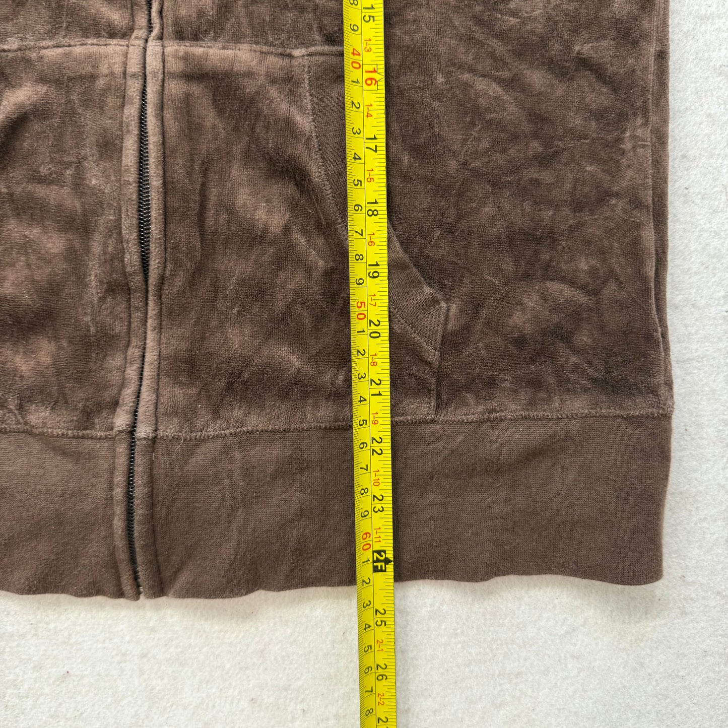 Vintage Juicy Couture Women's Brown Velour Full Zip Hoodie Loungewear Y2K Size S