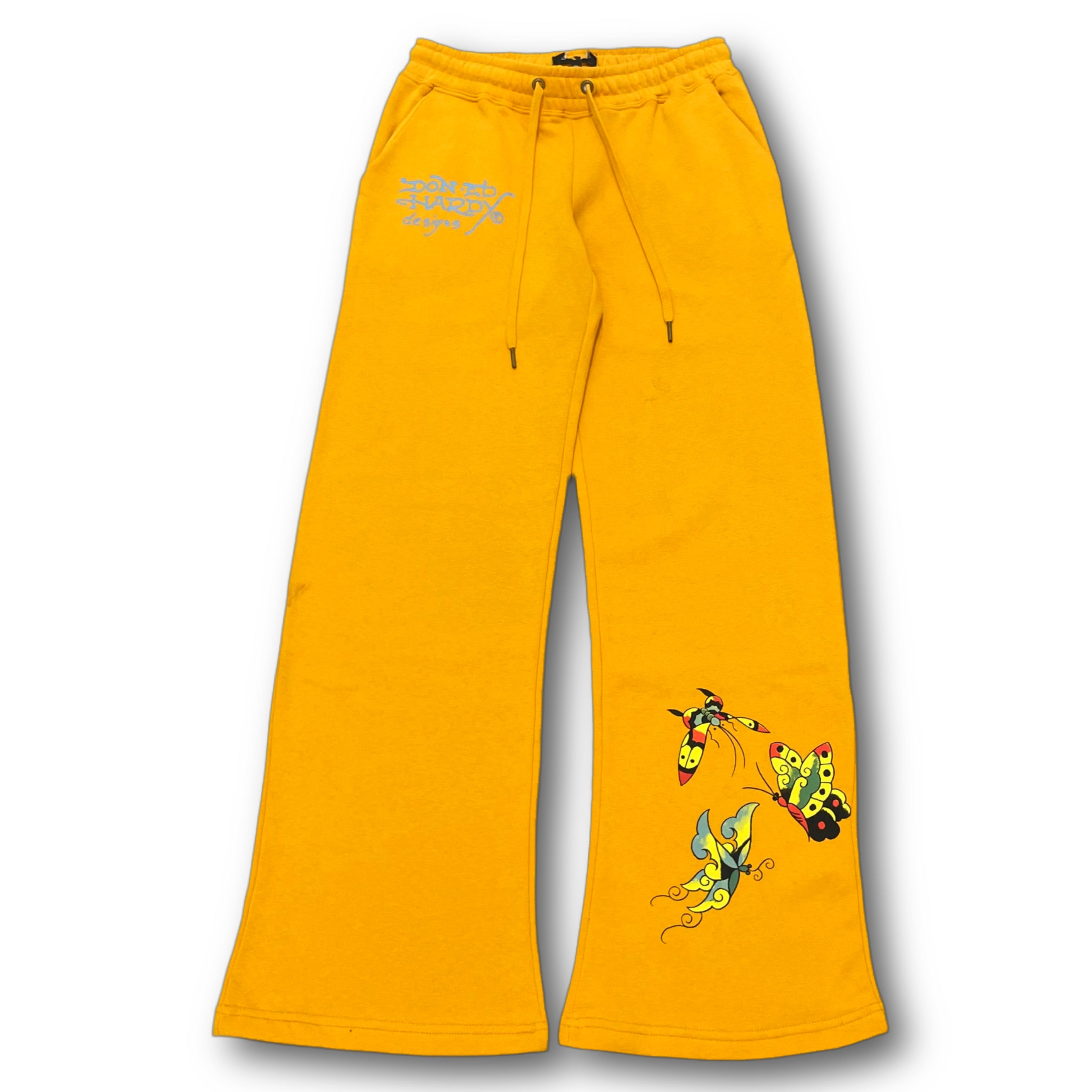 ED HARDY “Butterflies” YELLOW FLARED PANTS