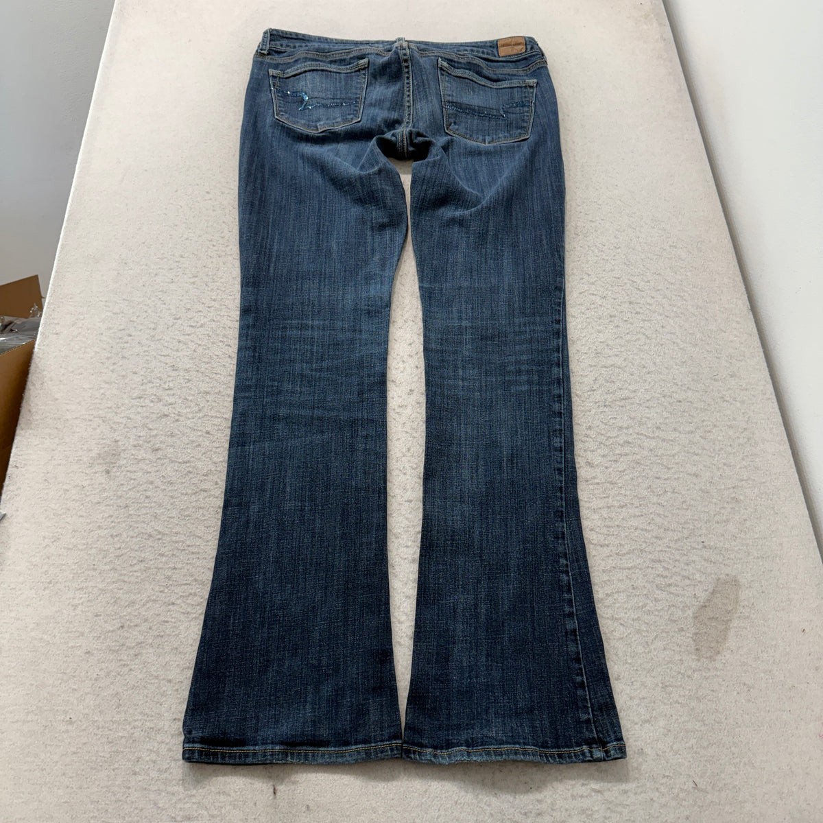American Eagle Skinny Kick Womne's Blue Denim Jeans Stretch Y2K Size 14 X-Long