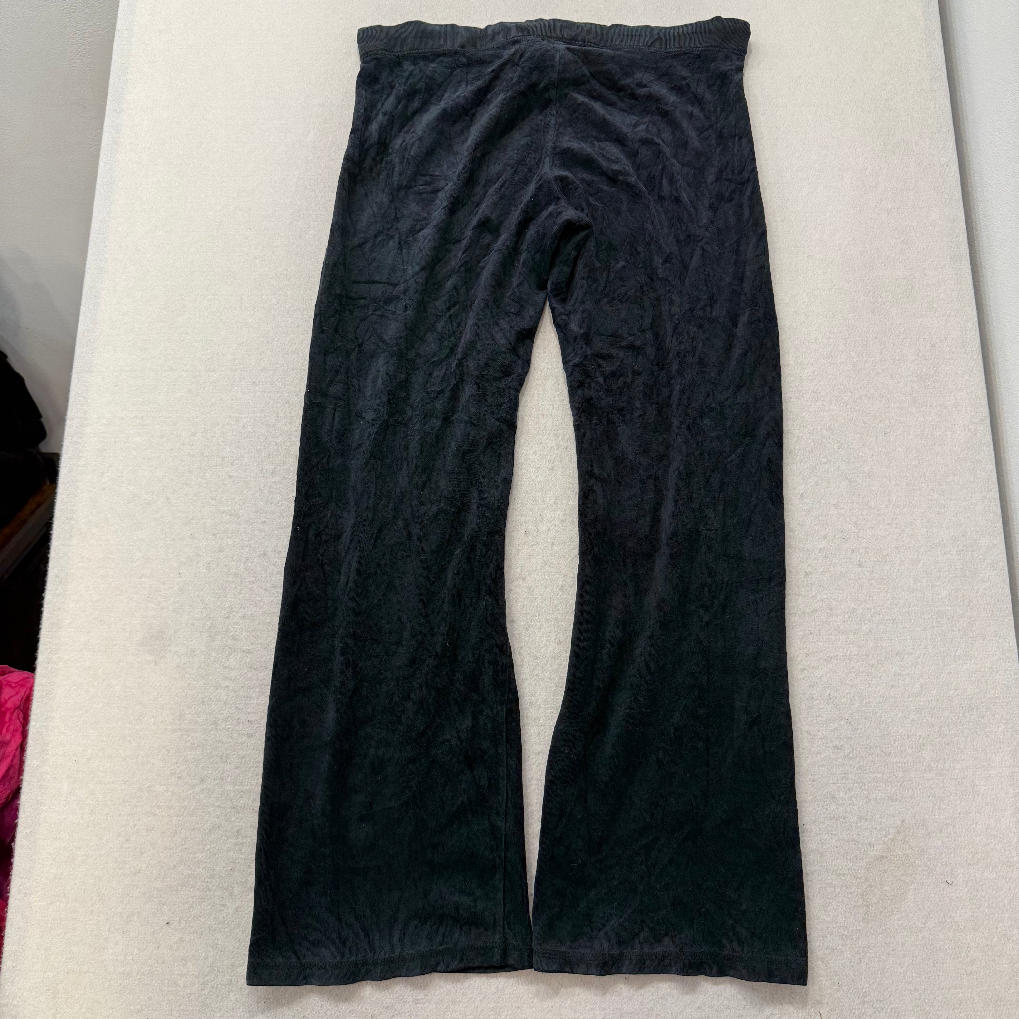 Juicy Couture Women's Black Velour Flare Track Pant Drawstring Loungewear Size M