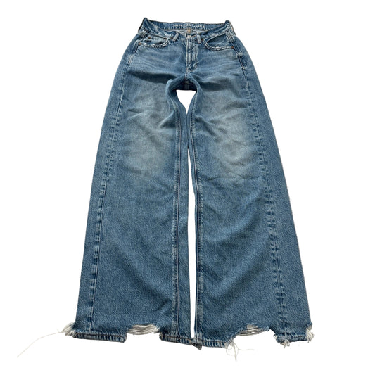 American Eagle wide leg medium wash jeans front size 00