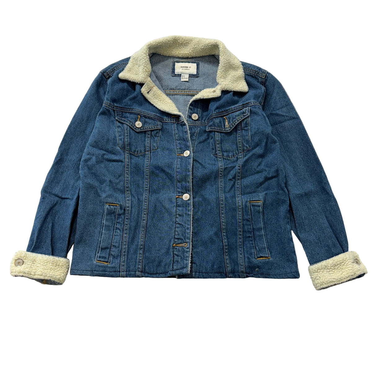Forever 21 Sherpa Collar Denim Trucker Jacket Size S photo 1