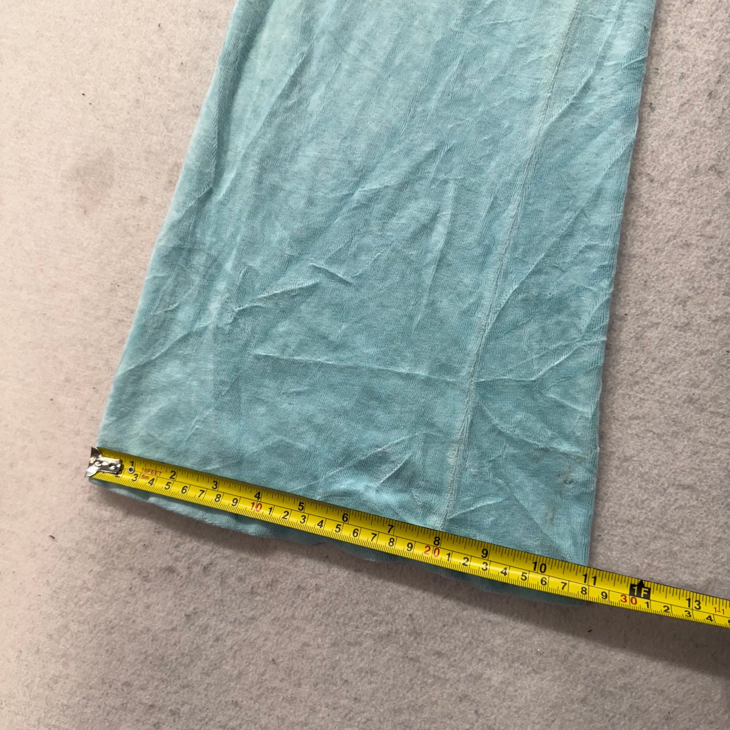 2003 Vintage Juicy Couture Women's Pale Turquoise Velour Flare Track Pant Size S