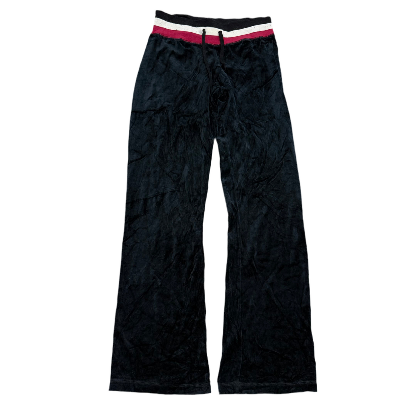 Black VINTAGE Velour Juicy Couture Flared Pants w/ Unique Waist Band SIZE M