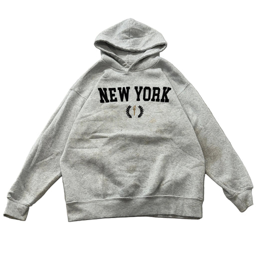 No Comment New York Men's Light Grey Fleece Pullover Hoodie Torch Classic Size M