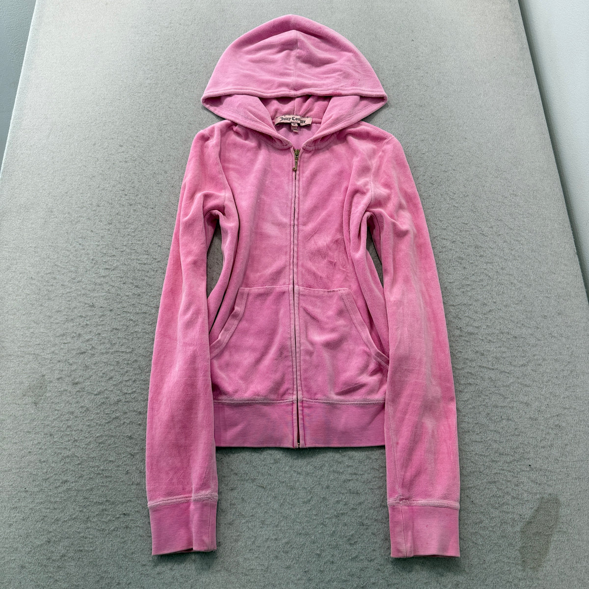 Juicy Couture Cupcake Womens Pink Velour Zip-Up Hoodie Loungewear Graphic Size M