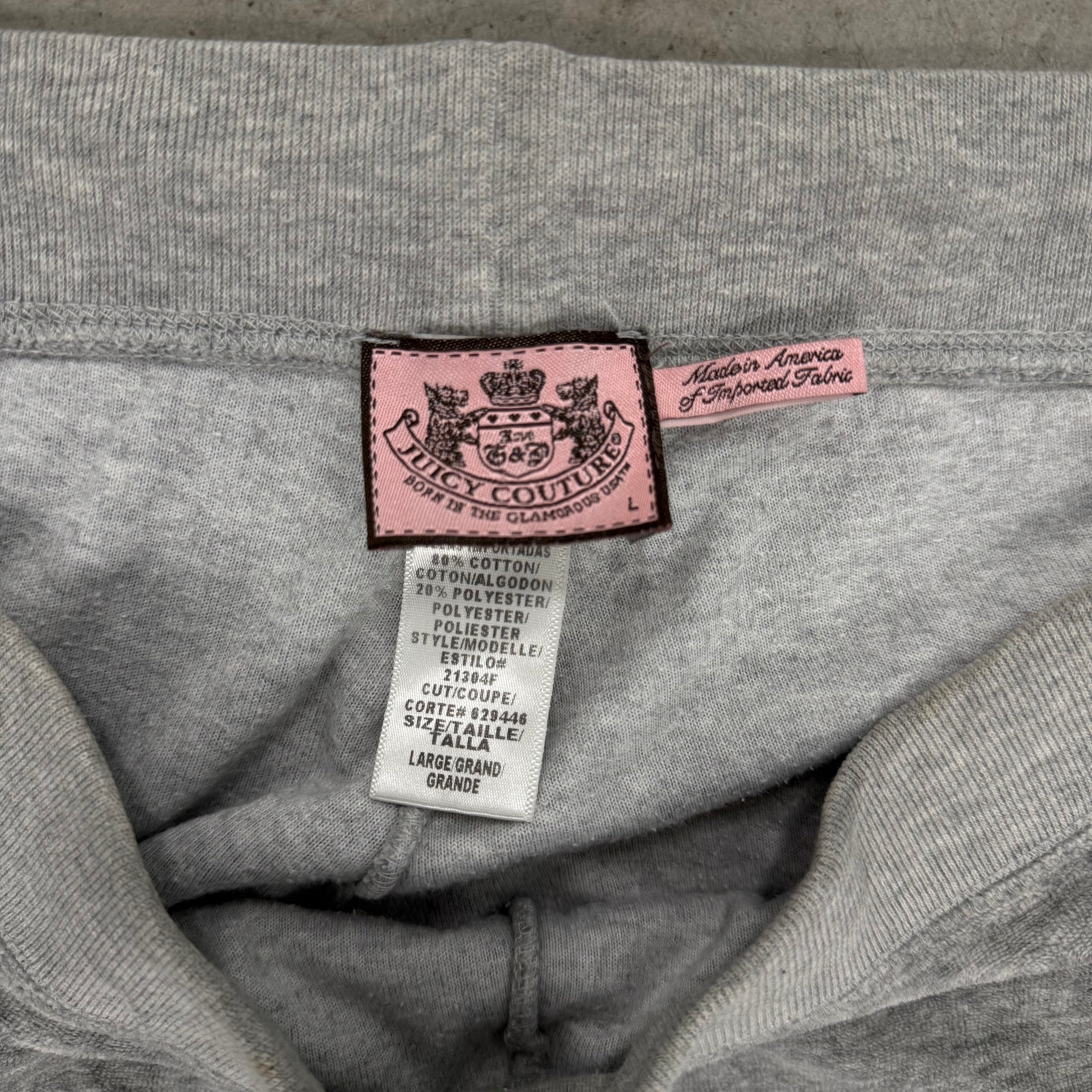 Gray VINTAGE Velour Juicy Couture Flared Pants w/ RARE DESIGN SIZE L