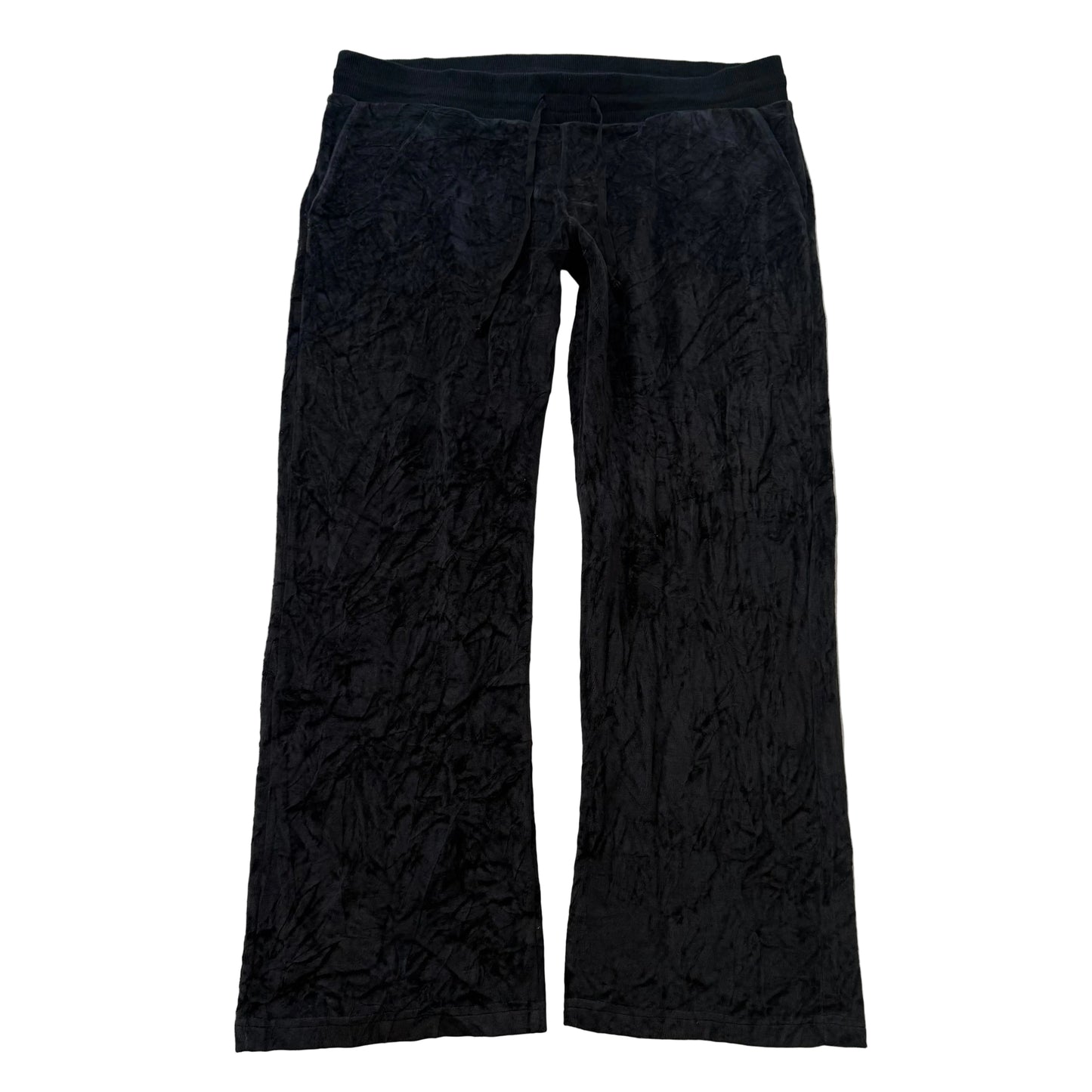 Vintage Juicy Couture Women's Black Velour Flared Wide Leg Track Pants Size L