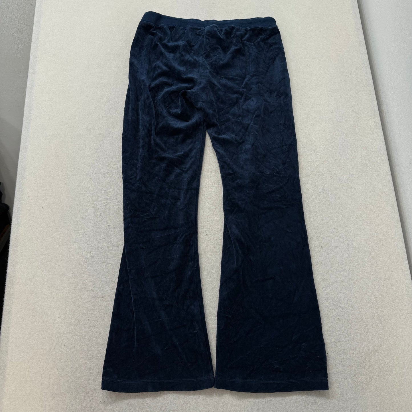 Juicy Couture Women's Navy Blue Velour Flared Track Pants Loungewear Y2K Size M