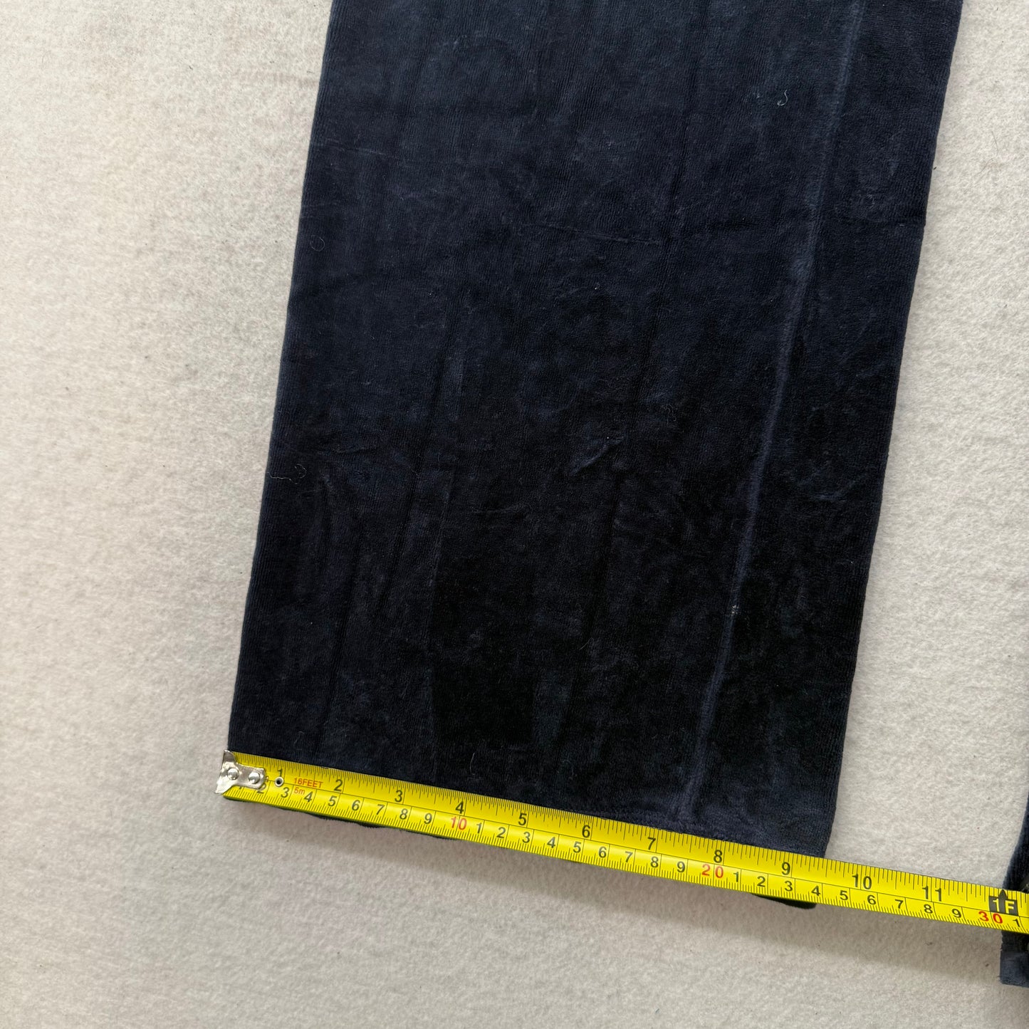 Vintage Juicy Couture Women's Navy Velour Flared Track Pants Loungewear Size S