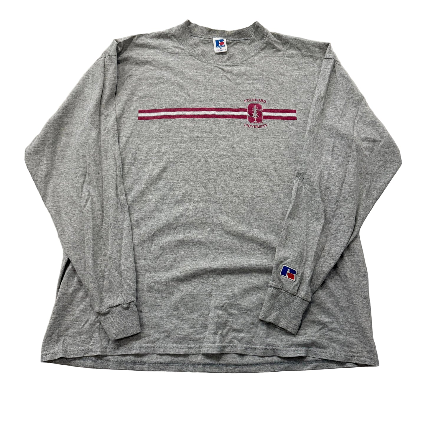 Russell Athletic Stanford Men's Gray T-Shirt Long Sleeve Sportswear Tee Size XL