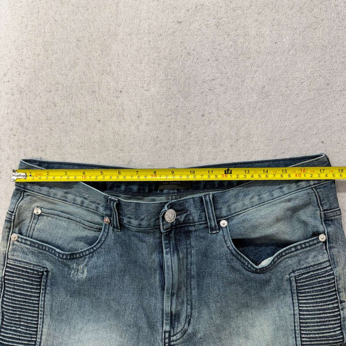 PacSun Stacked Skinny Moto Jeans Men's Blue Light Wash Ribbed Knee Size 34x32 photo 4