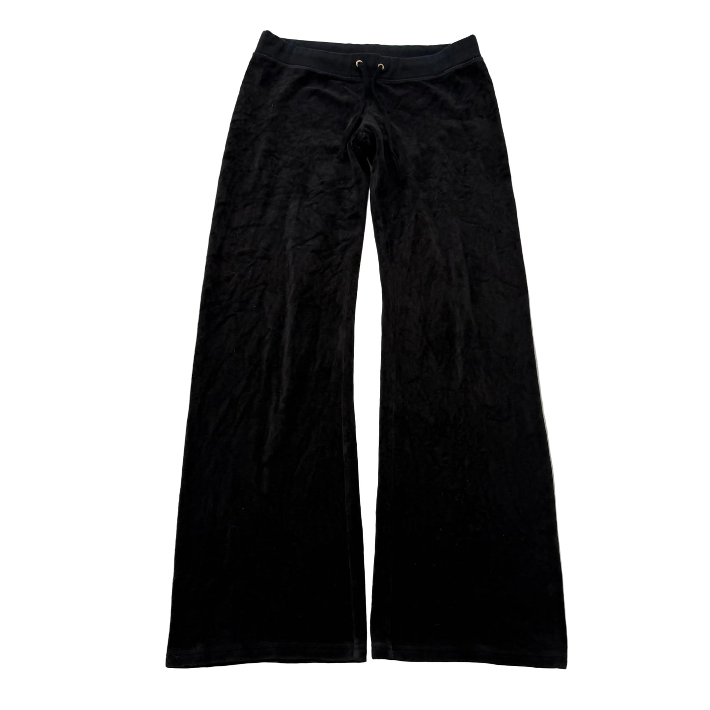 Juicy Couture Womens Black Velour Flared Track Pant Drawstring Loungewear Size M