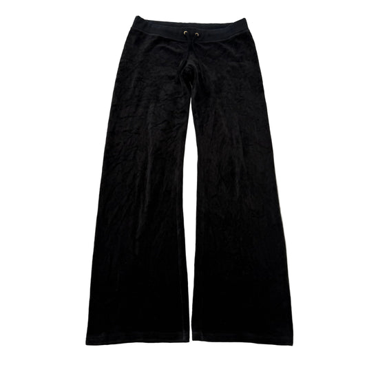 Juicy Couture Womens Black Velour Flared Track Pant Drawstring Loungewear Size M